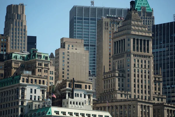 Detalj Skyskrapor New York Stad Manhattan Utsikt Stadsbild Från Hudson — Stockfoto