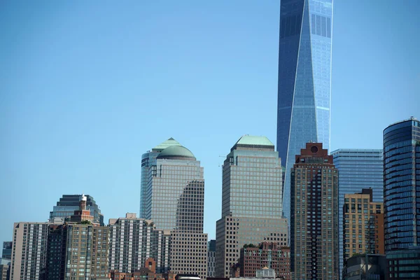 New York Şehrinin Gökdelenlerinin Detayları Manhattan Manzarası Hudson River Özgürlük — Stok fotoğraf