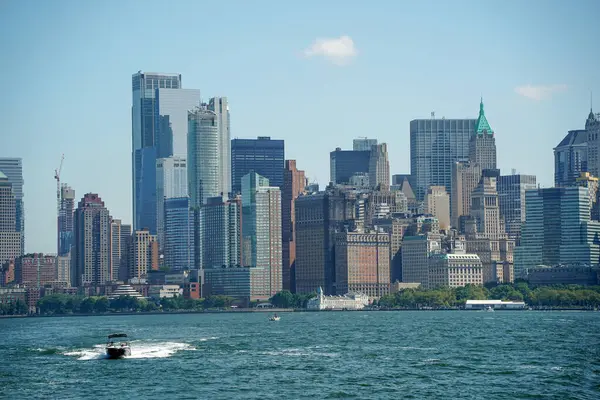 New York City Manmanhattan Widok Krajobraz Miasta Hudson River Liberty — Zdjęcie stockowe