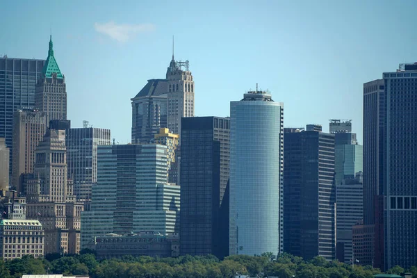 New York Şehri Manhattan Manzaralı Hudson Nehri Özgürlük Adası Manzaralı — Stok fotoğraf
