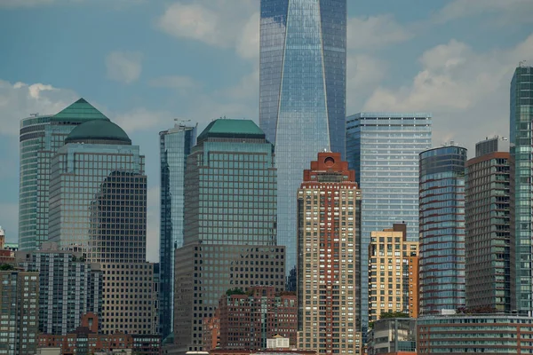 New York Şehri Manhattan Manzaralı Hudson Nehri Özgürlük Adası Manzaralı — Stok fotoğraf