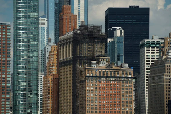 New York Şehrinin Gökdelenlerinin Detayları Manhattan Manzarası Hudson River Özgürlük — Stok fotoğraf