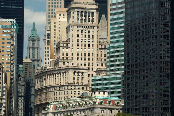 Detail Skyscrapers New York City Manhattan View Cityscape Hudson River — Stock Photo, Image