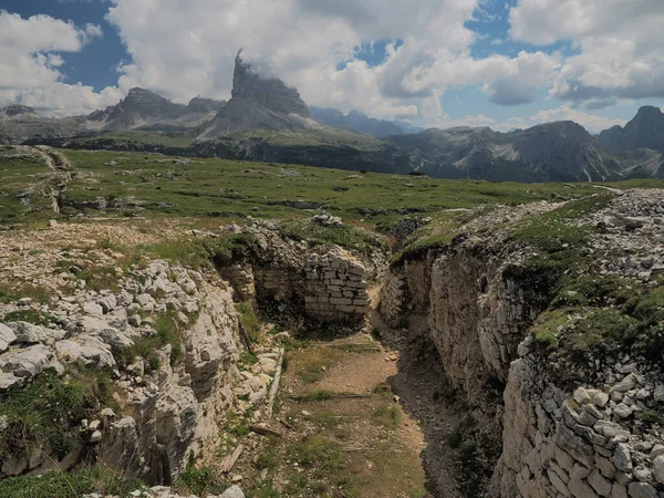 Montera Piana Dolomiter Berg Första Världskriget Stigar Räv Hål — Stockfoto