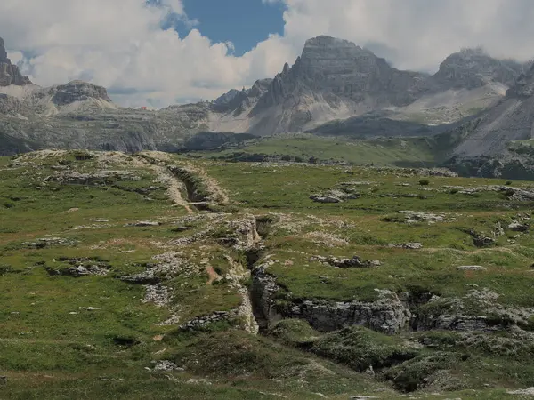 Piana Dolomitleri Dağı Birinci Dünya Savaşı Yolları Siperleri — Stok fotoğraf