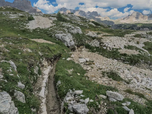 Βουνό Piana Dolomites Βουνά Πρώτο Παγκόσμιο Πόλεμο Μονοπάτια Αλεπούδες — Φωτογραφία Αρχείου