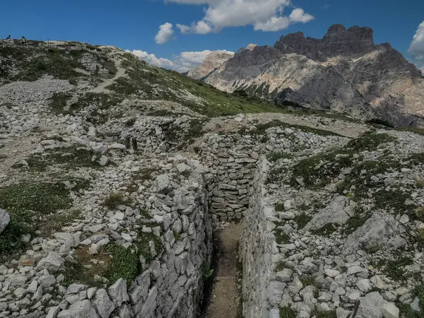 Monte Piana Dolomitas Montanhas Primeiro Mundo Caminhos Guerra Trincheiras — Fotografia de Stock
