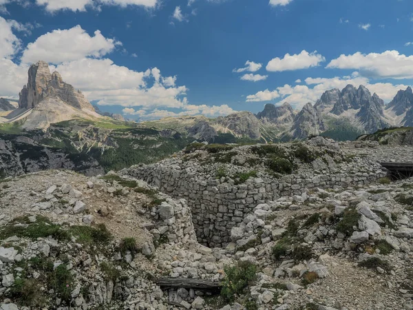 Monte Piana Dolomiti Montagne Prima Guerra Mondiale Sentieri Buche — Foto Stock