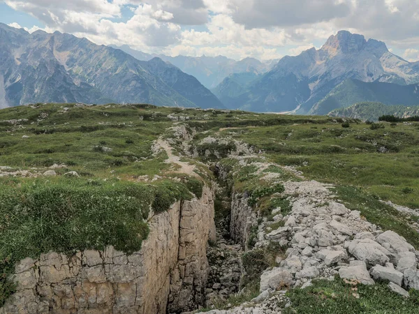 Montera Piana Dolomiter Berg Första Världskriget Stigar Räv Hål — Stockfoto