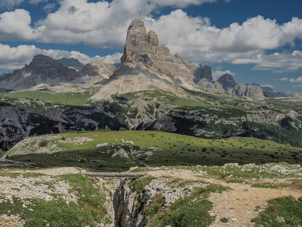 Monte Piana Dolomiti Montagne Prima Guerra Mondiale Sentieri Buche — Foto Stock