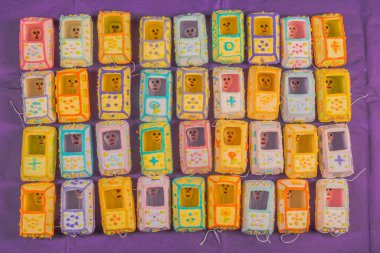 Şeker kamışlı tabut, alfeique 'den yapılan tipik Meksika tatlıları, Da de Muertos kutlaması için yapıldı, özellikle geleneksel Alfeique Fuarı için..