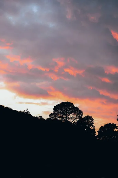 Ландшафт Заката Лесу Возле Вулкана Невадо Толука Облака Окрашены Красноватые — стоковое фото