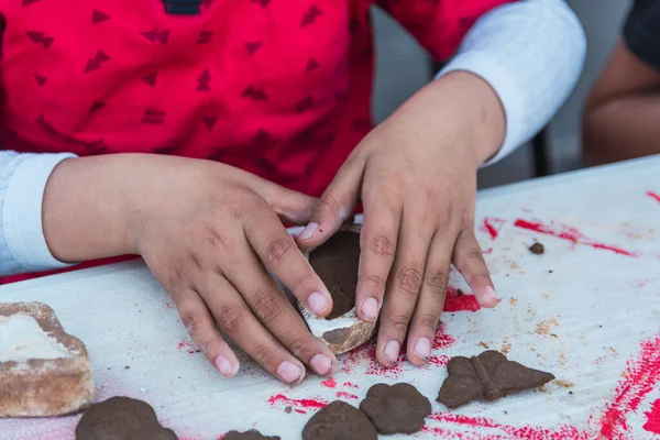 Details Children Hands Molding Clay Artistic Learning Workshop — Stock Photo, Image