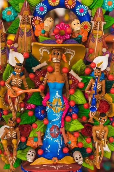 색깔로 카트리나 음악가들 멕시코의 전통적 인기있는 — 스톡 사진