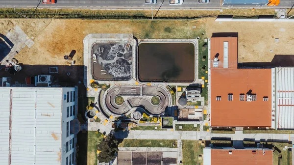 Аэрофотосъемка Станции Очистке Черной Воды Городе Толука — стоковое фото