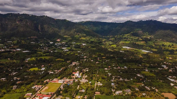 Aerial Photo Municipality Almoloya Alquisiras Landscape Trees Mountains Houses Town — 图库照片