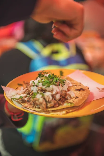 Tacos Churrasco Cordeiro Comida Típica Mexicana — Fotografia de Stock