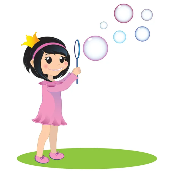 Дівчина з мильними бульбашками — стоковий вектор