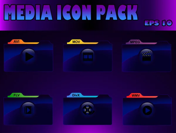 Media icon pack — Stock Vector