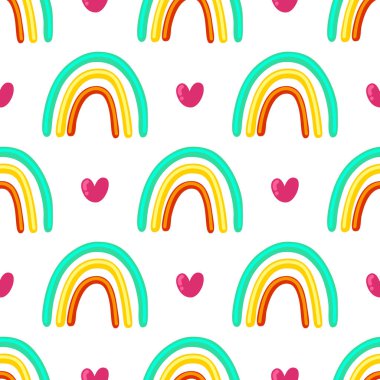 Sevimli el çizimi gökkuşağı desensiz