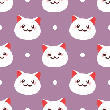 Şirin kedi yüzlü vektörsüz desen. Maneki neko