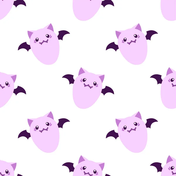 Cute Bat Vector Seamless Pattern White Background — Stock Vector