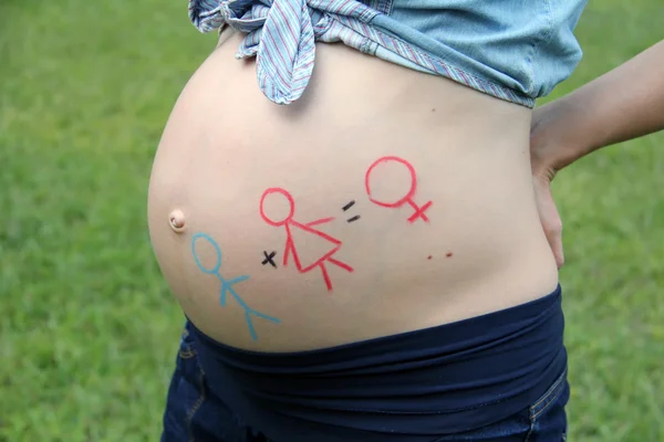 Pregnant belly with body art — Stock Photo, Image