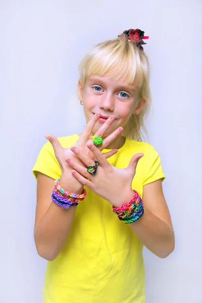 Girl with bracelets — Stock Photo, Image