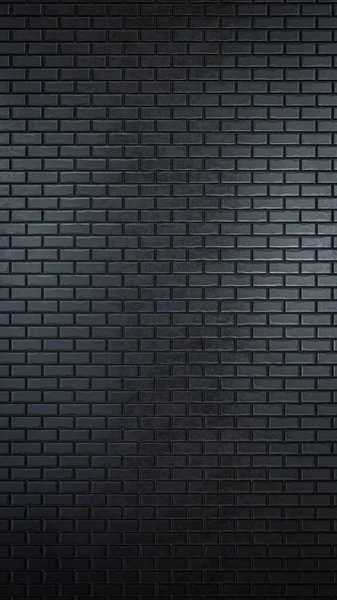 3D Render of a minimalist black brick wall texture for background or vertical wallpaper.