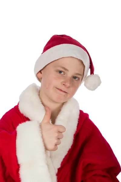 Joven como Papá Noel con el pulgar hacia arriba —  Fotos de Stock