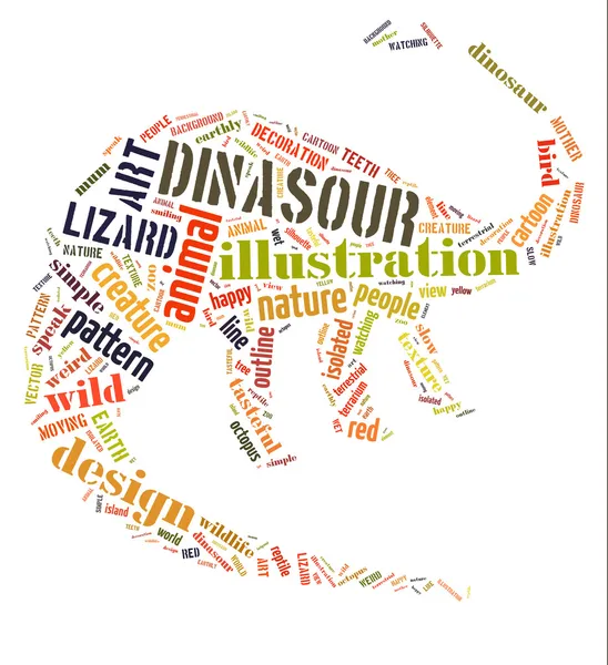 renkli dinazorla kelime bulutu