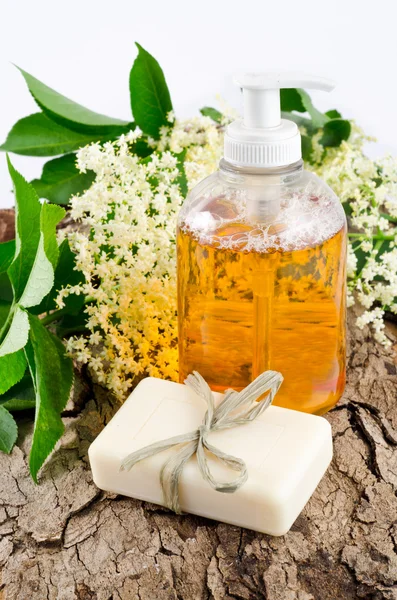 Naturall soaps with elderberry flower — Stock Photo, Image