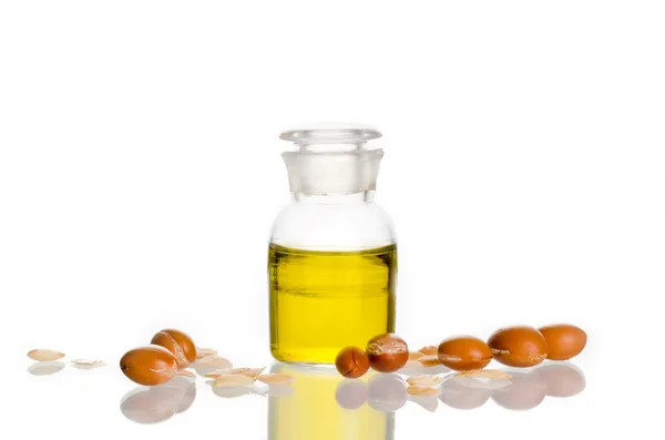 Argan oil and fruits — Stock Photo, Image