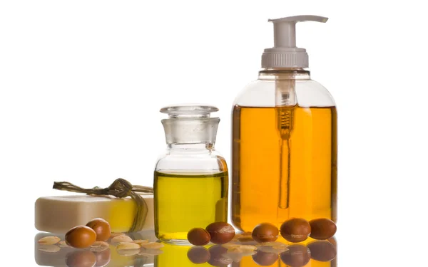 Argan oil and fruits — Stock Photo, Image