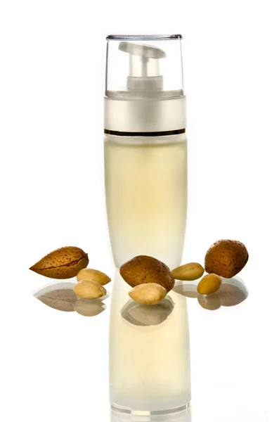 Bottle of almonds oil — Stock Photo, Image