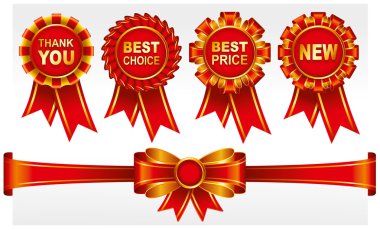 şeritler kırmızı rozetler