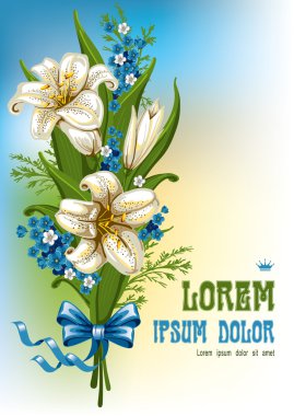 buket lilyum ve unutma-beni