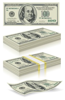 set of dollar bank notes clipart