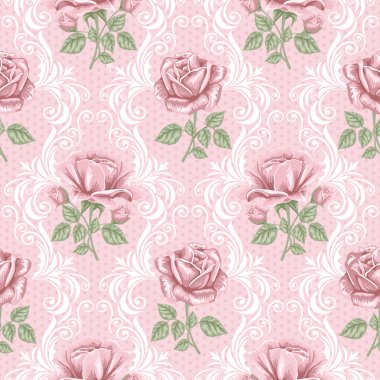 Retro çiçek seamless modeli - gül