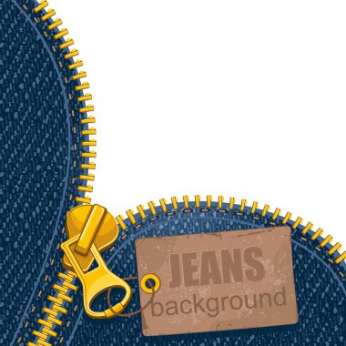 denim zemin üzerine metal fermuar