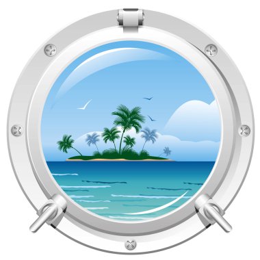Porthole with sea view clipart