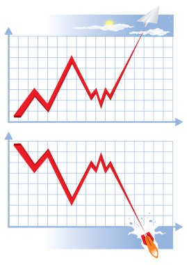 grafik büyüme ve düşüş. vektör çizim.