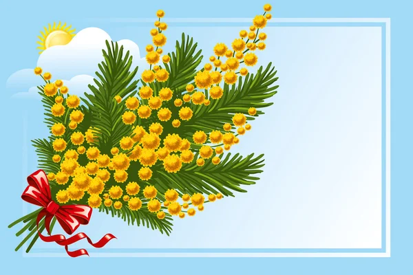 Bouquet de mimosa et d'oublier-moi-pas — Image vectorielle