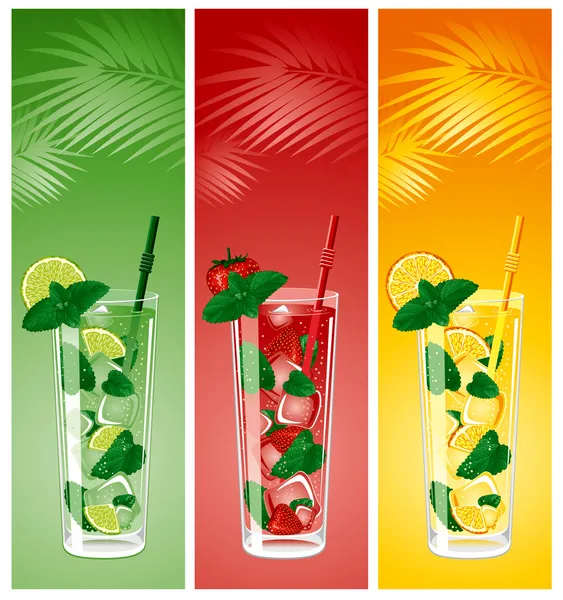 Cocktails mojito rafraîchissants — Image vectorielle