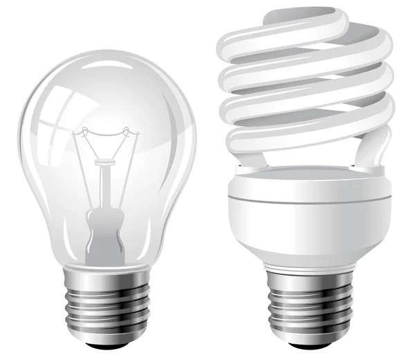 Zwei Arten von Glühbirnen — Stockvektor