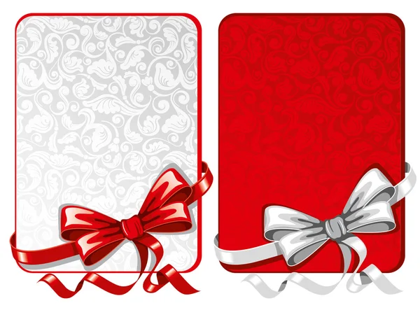 Set of bows with greeting cards — Stock Vector