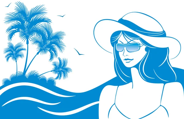 Девушка в шляпе и солнечных очках — стоковый вектор