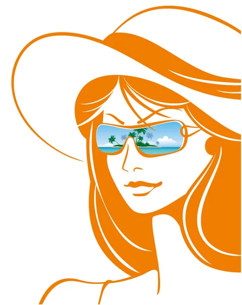 Meisje in een hoed en zonnebril — Stockvector
