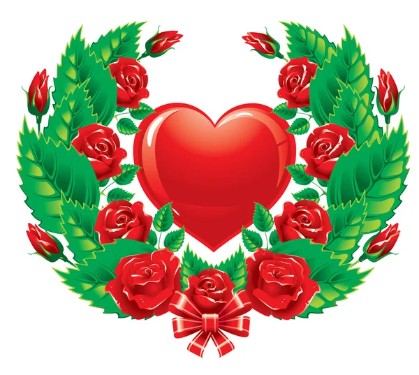 The wreath of roses. Valentine's Day. — Stock Vector