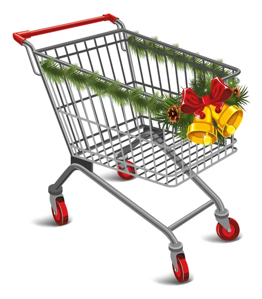 Christmas shopping cart — Stock Vector